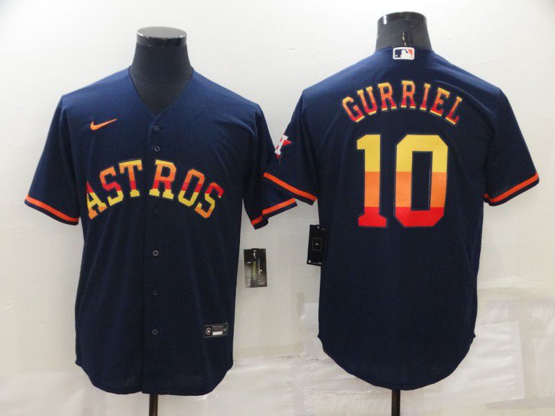 Men Houston Astros #10 Gurriel Blue Rainbow Edition Game Nike 2022 MLB Jerseys